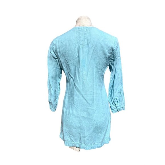 Eileen Fisher Irish Linen Shirt Tunic Turquoise Blue - Picture 6 of 11